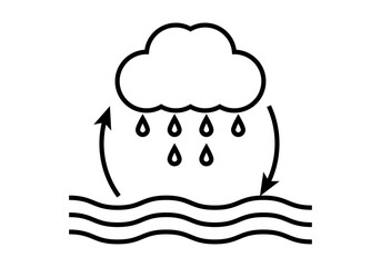 Icono negro del ciclo de agua con nube y mar. 