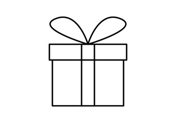 Icono negro de un regalo en fondo blanco.