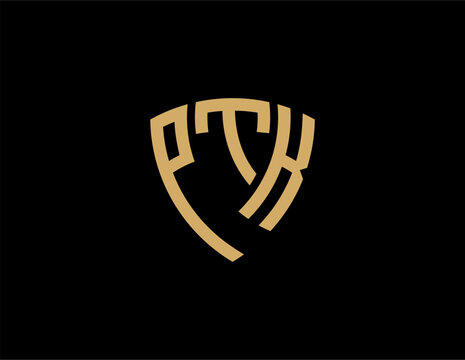 PTK creative letter shield logo design vector icon illustration