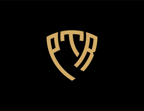 PTR creative letter shield logo design vector icon illustration