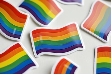 LGBTQ Sticker lgbtq organizations sticker design. Rainbow lgbtq pride sticker for protest motive radiance sticker diversity Flag. Colored lgbt parade rainbow sidewalk. Gender speech hot pink
