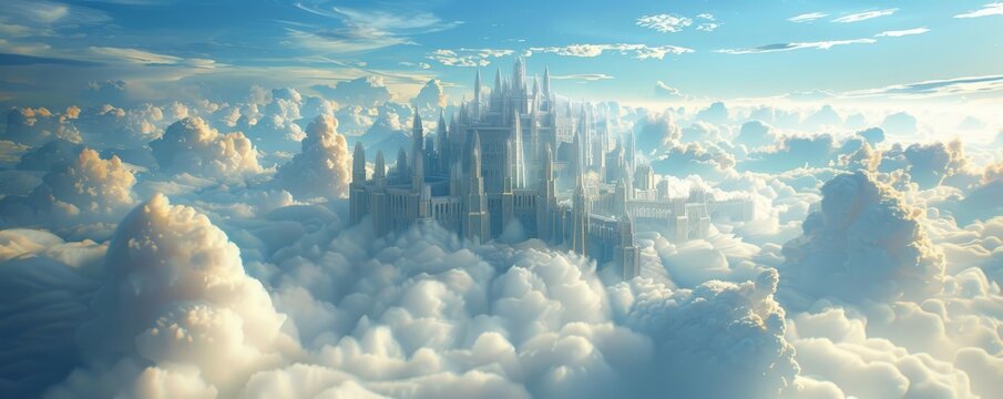 A castle made of clouds home to sky spirits and celestial beings