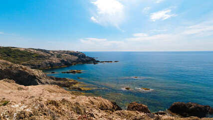 Landscapes, summer Mediterranean sea and beaches of the island of Porquerolles, in Hyères, in the Var in France