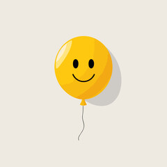 Baby product filled yellow logo. School supplies. Balloon with smiley face. Design element. Created with artificial intelligence. Ai art for corporate branding, play center, birthday party planner