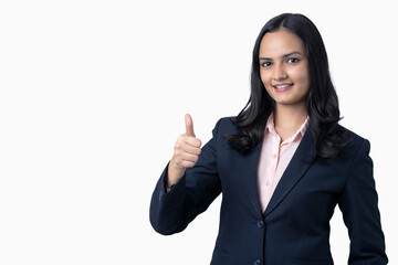 Business woman with different poses an expressions on white background.  