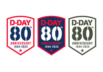 Badges about the 80th Anniversary of the D-Day in vector - obrazy, fototapety, plakaty