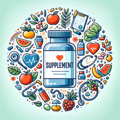 illustration, healthy, Health food nutritional pill box
