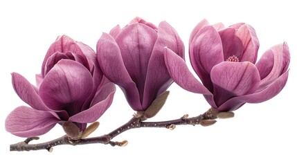Purple magnolia flower isolated on white background, with clipping path