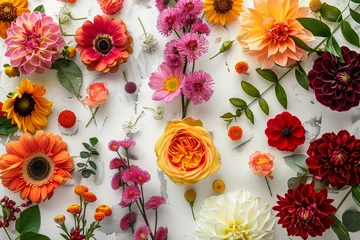 Foto op Plexiglas Top view of beautiful flowers bouquet © Esha