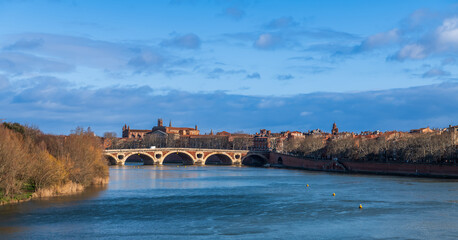 The Garonne river and the Pont Neuf in Toulouse, Occitanie, France - 745808857
