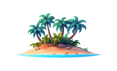 Fototapeta na wymiar A tropical island with palm trees vector simple 3d isolated illustration