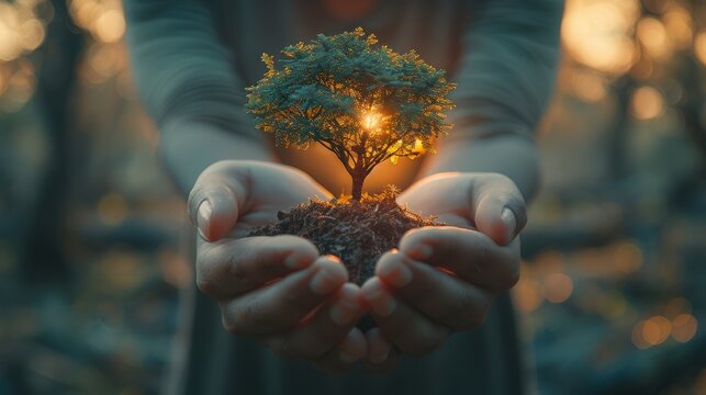 Make an Impact Today - Support Our Cause! Green tree in hands 
