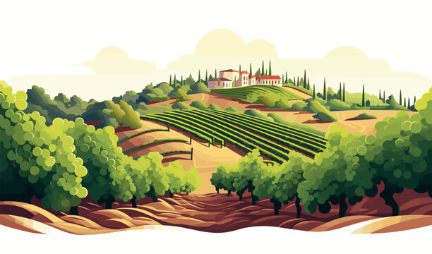 A vineyard vector simple 3d smooth cut and paste isolated illustration