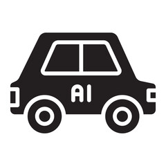 Autonomous car with artificial intelligence icon.