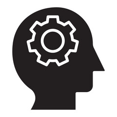human head with mechanical gear icon.