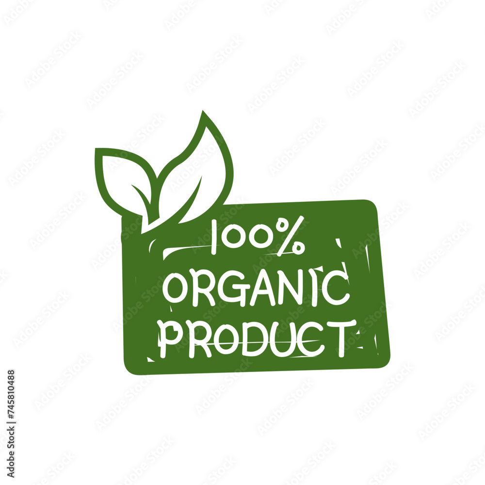 Canvas Prints Green Organic Products Labels. Ecologic food stamps. Organic natural food labels.