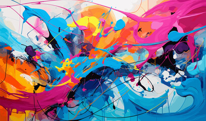 abstract painting, vibrant colorful modern contemporary art illustration