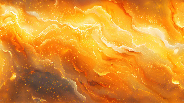 Vibrant Yellow Marble Swirl Background with Orange Accents for Dynamic Designs