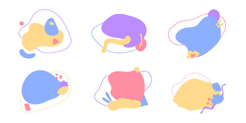 Abstract Graphic Background. Unique shapes backdrop. Colorful art template, circle triangle square