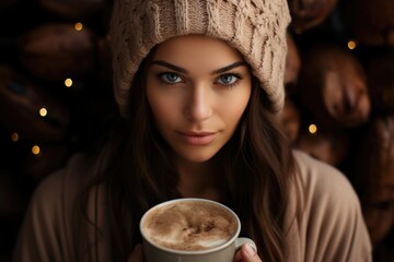 Closeup Dalgona Shooting Coffee Coffee, Creamy Coffee and Cute Beat., generative IA - obrazy, fototapety, plakaty