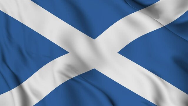 A beautiful view of the Scotland flag video. 3d flag-waving video. Scotland flag 4K resolution.