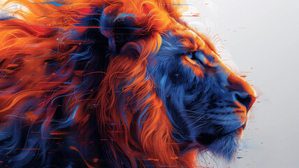 Modern illustration of a lion. Design with elements and traits of urban art.