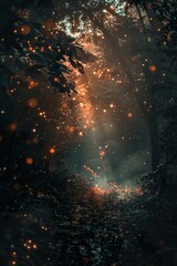 sunset in the forest