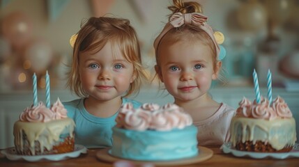 Fototapeta premium little children celebrating birthday, child party concept
