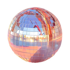 Generate a high-resolution image of a disco ball reflecting light on a white background."