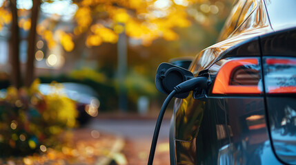 Power supply connected to electric vehicle charge battery.