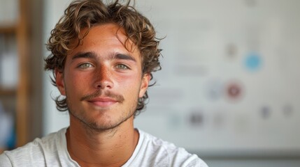 Obraz premium portrait of a young man in a white T-shirt