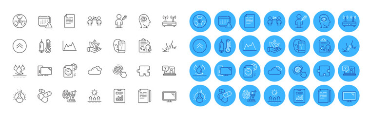 Talk, Waterproof and Social distancing line icons pack. For web app. Color icon buttons. Vector