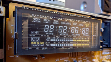 Electronic control panel close up. Selective focus with shallow depth of field.. Printed circuit board with a board