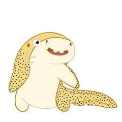 Endangered species Zebra Shark Cartoon Isolate Vector Character Design Illustration
