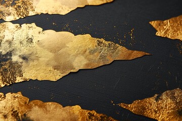 背景 テクスチャ 高級感 金色 金屏風 金紙 年賀状 正月 和紙 和柄 壁紙 筆 アート 黒地, Generative AI