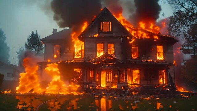 Fiery Havoc: House Enveloped in Smoke. Generative ai