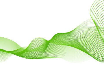 Abstract green wavy stripes isolated on a transparent background. Creative line art background, wave design. Happy St. Patrick's day. Vector illustration
