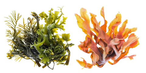 set of seaweeds isolated on transparent background