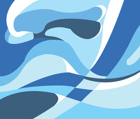 Abstract blue wave background. Vector waves. Sea abstract composition with colored lines
