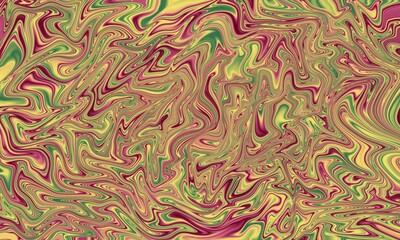 Abstract luxury green, red, and yellow ceramic texture. Liquid psychedelic art illustration background	
