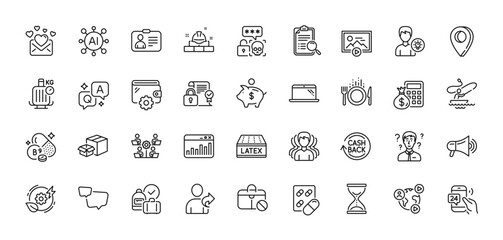 Fototapeta na wymiar Love mail, 24h service and Capsule pill line icons pack. AI, Question and Answer, Map pin icons. Wallet, Boat fishing, Person idea web icon. Teamwork, Cashback, Food pictogram. Vector