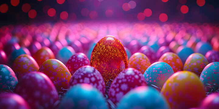 flowers painted colorful egg, easter day background