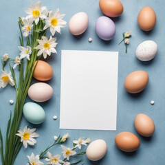 photo of a easter card with eggs and flowers 