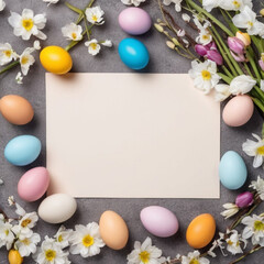 photo of a easter card with eggs and flowers 