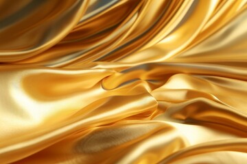 Fototapeta premium Luxury Silk Fabric Wallpaper with Wrinkles and Folds. Gold, Wavy Material Background, Generative AI
