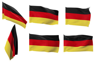 Large pictures of six different positions of the flag of Germany
