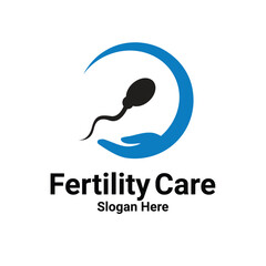 Fertility Care Logo Design. Sperm Sign Symbol Logo Icon Illustration Element Template For Clinics, Pharmacies, and Hospitals.