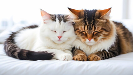 couple cat sleeping in home generative AI