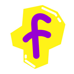 Obraz premium Lowercase Letter f Magazine Cutout Style, Font Cut-out Design