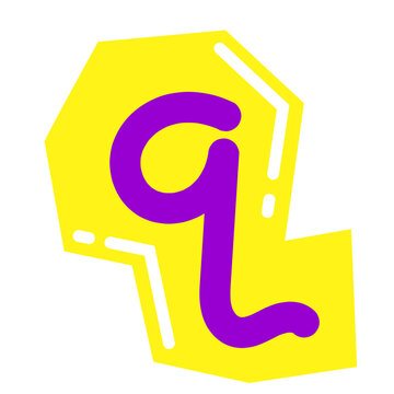 Lowercase Letter q Magazine Cutout Style, Font Cut-out Design